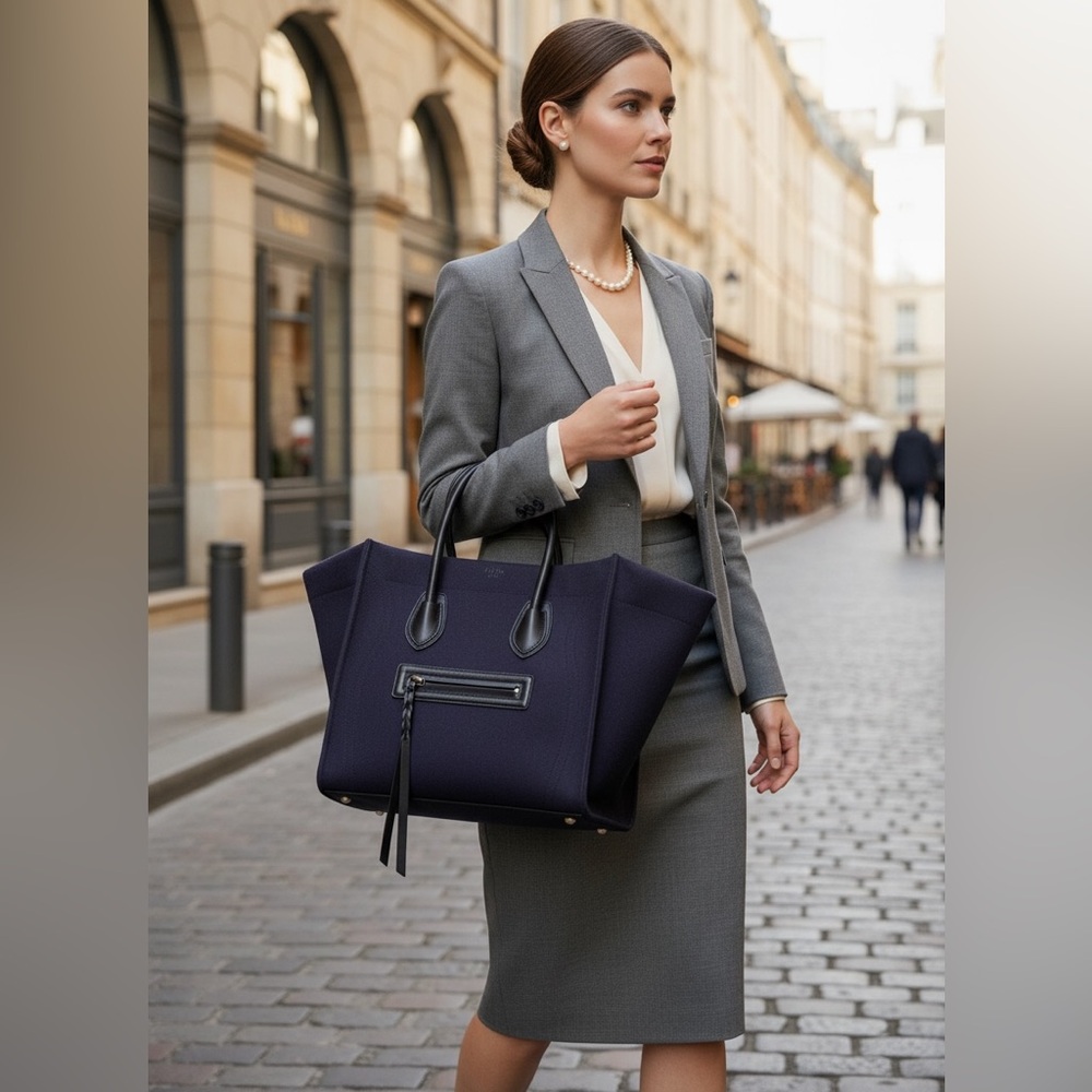 Celine Phantom Oversized Tote Purple Felt Leather Bag - Picture 3 of 15